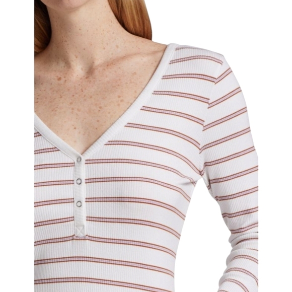 Veronica BeardTal Striped Long-Sleeve Henley - Medium - Picture 4 of 10